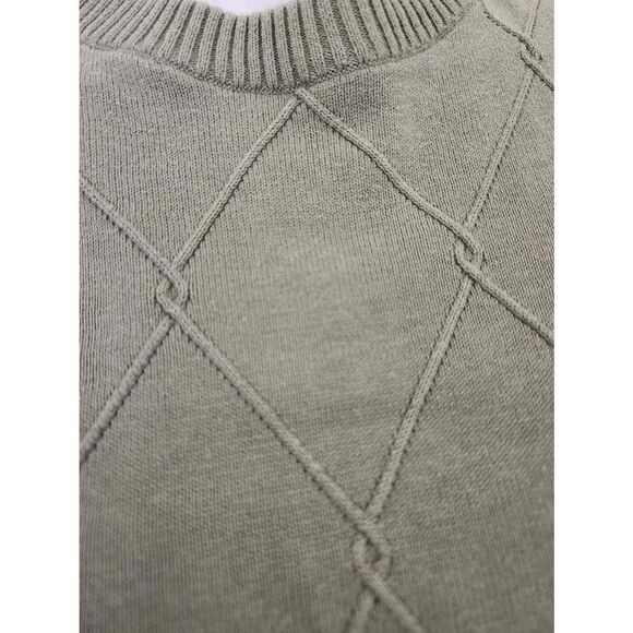 Oscar De La Renta women's Small argyle textured sage green sweater cotton - Picture 4 of 7